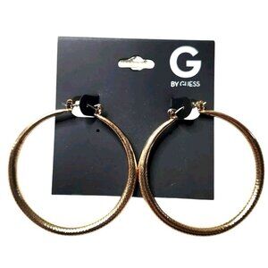 Gold tone hoop earrings G By Guess minimalist career office womens jewelry